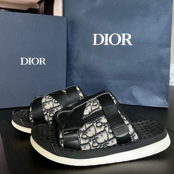 Dior Men’s Alpha Oblique Jacquard Canvas Slide Sandals